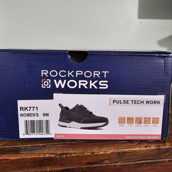Rockport Womens Pulse Tech Composite Toe Work Fashion Sneaker Black 9W - Picture 8 of 8
